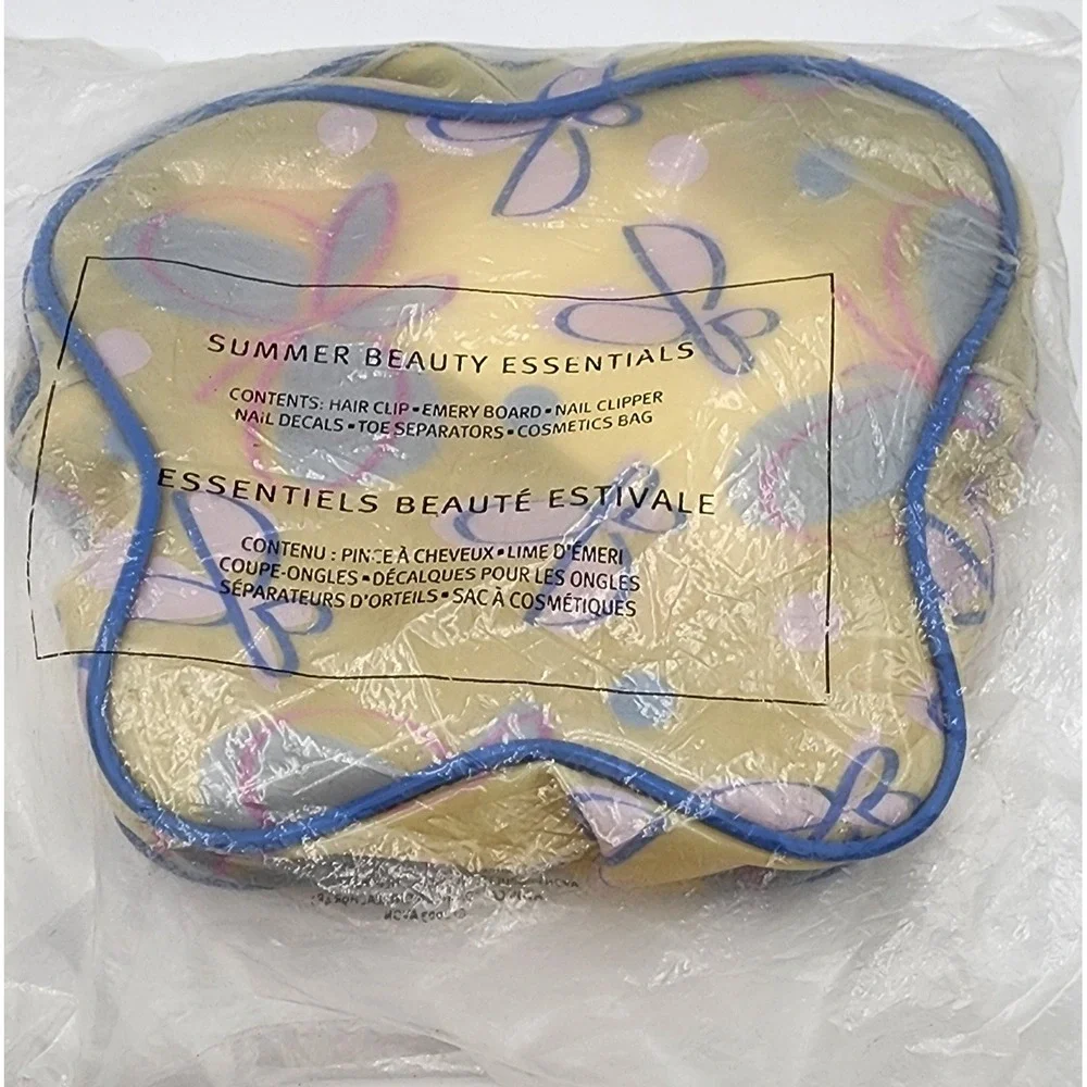Avon Summer Beauty Essentials Kit‎ Hair Clip Nail Decals Cosmetics Bag NOS EXC